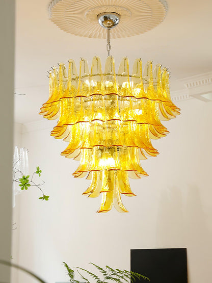 Glass Leaf Cascade Candelabrum Chandelier