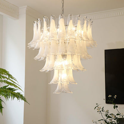 Glass Leaf Cascade Candelabrum Chandelier