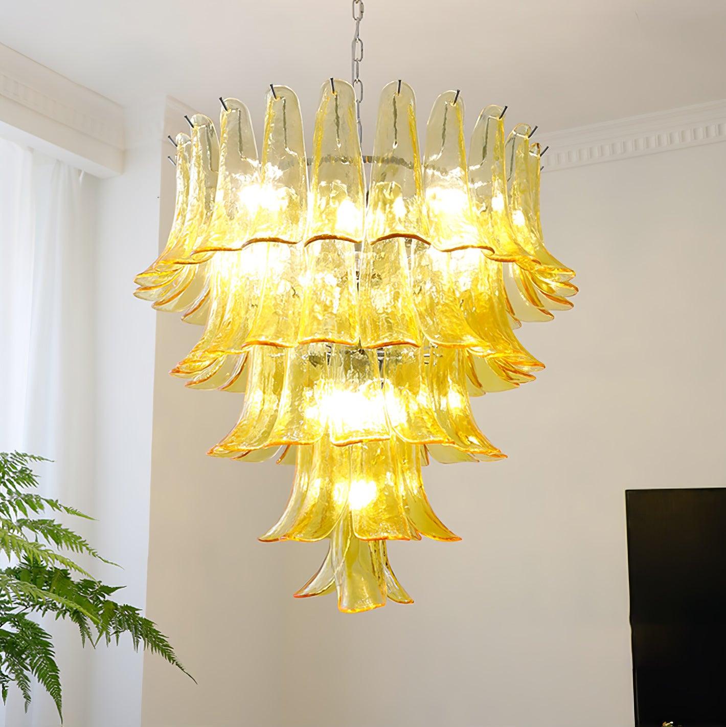 Glass Leaf Cascade Candelabrum Chandelier