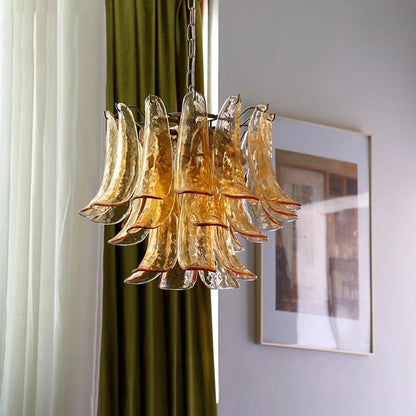 Glass Leaf Cascade Candelabrum Chandelier