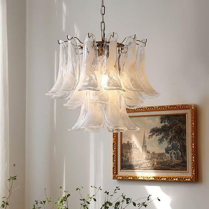 Glass Leaf Cascade Candelabrum Chandelier