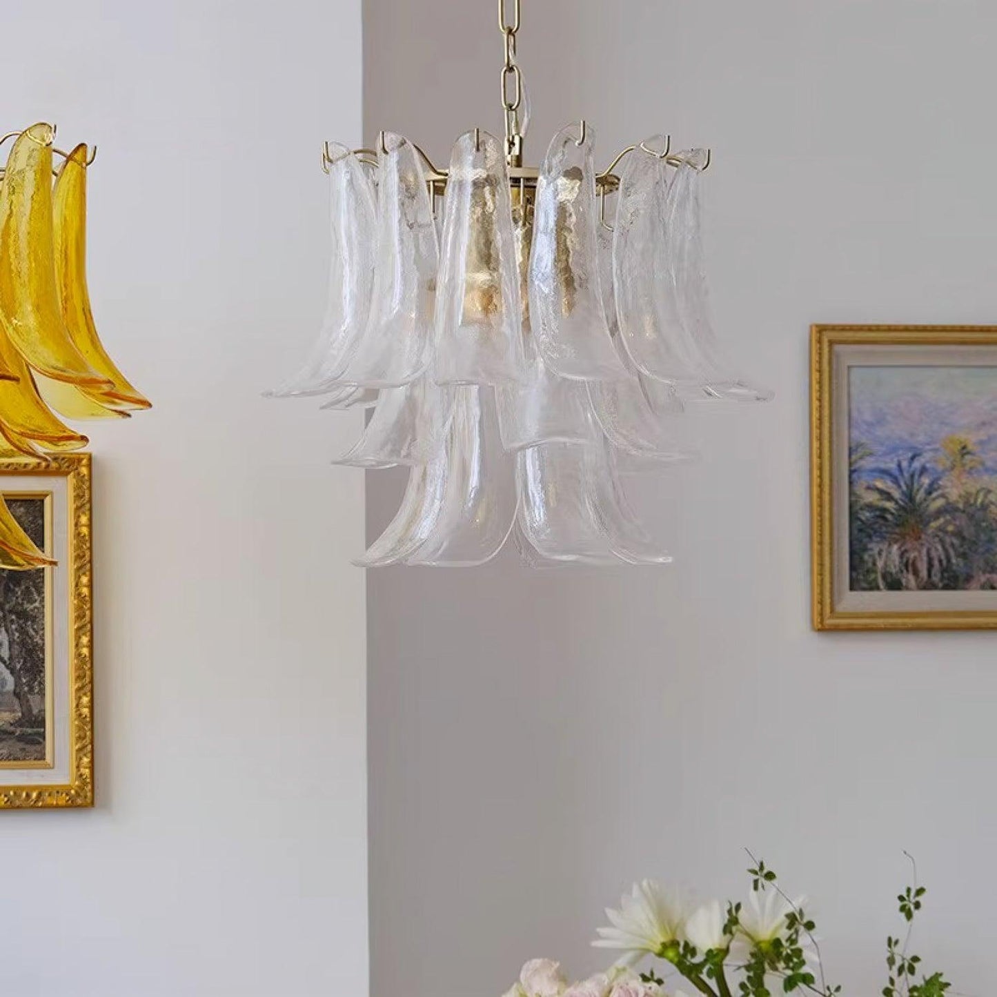 Glass Leaf Cascade Candelabrum Chandelier