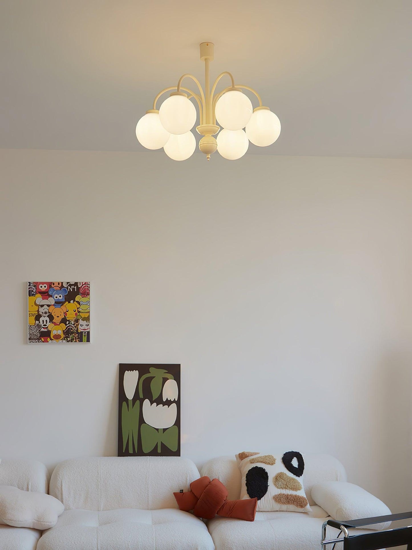 Cream Glass Sphere Chandelier