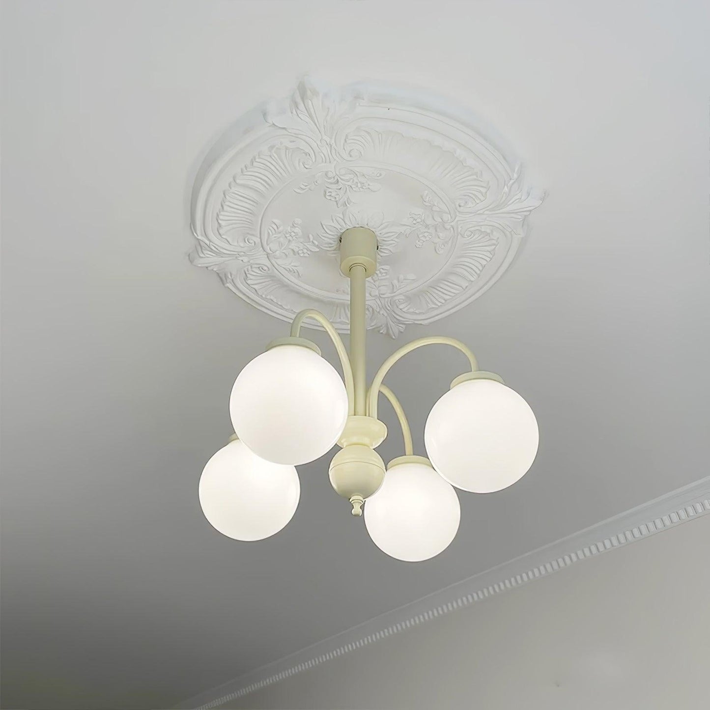 Cream Glass Sphere Chandelier