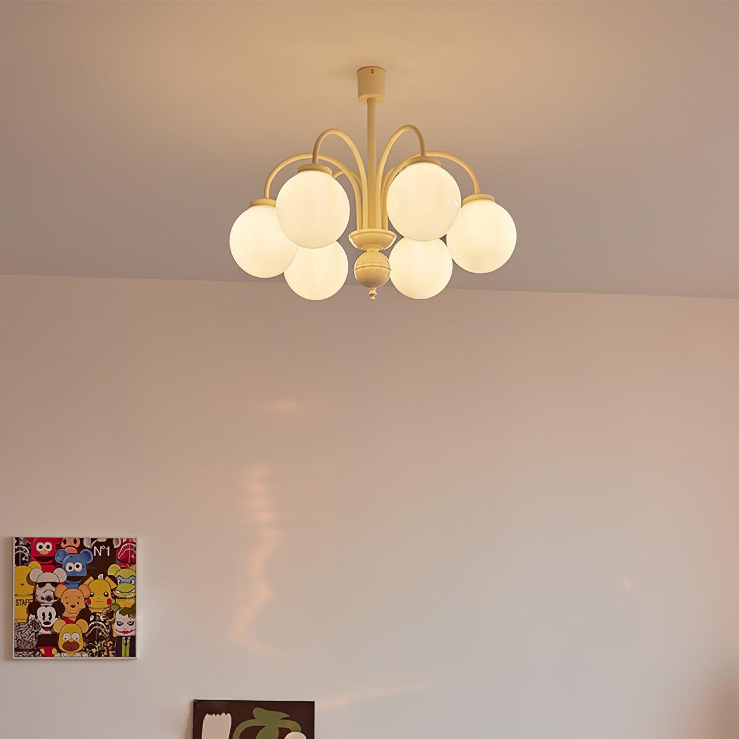 Cream Glass Sphere Chandelier