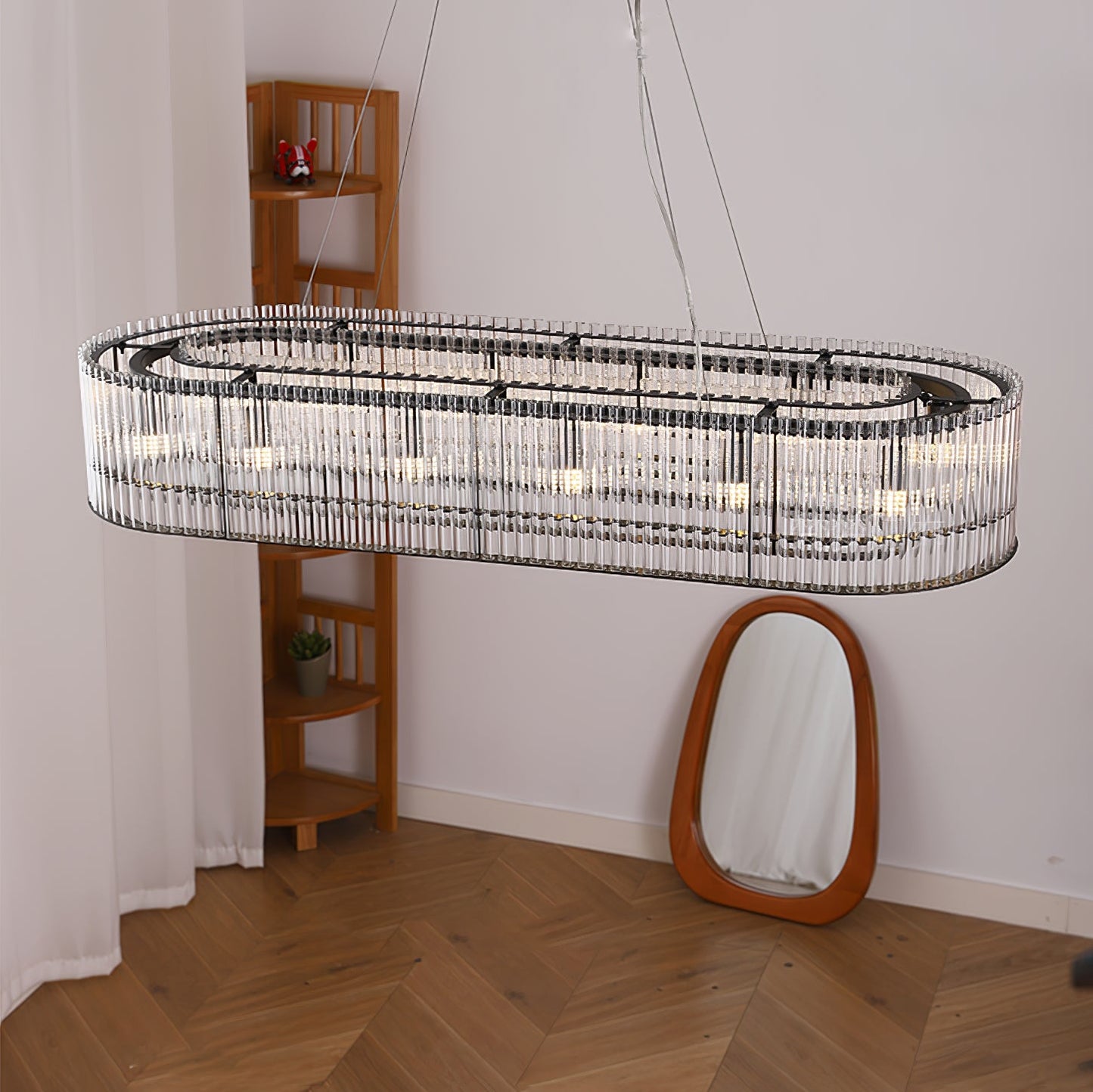 Glass Tube Ring Gasolier Chandelier