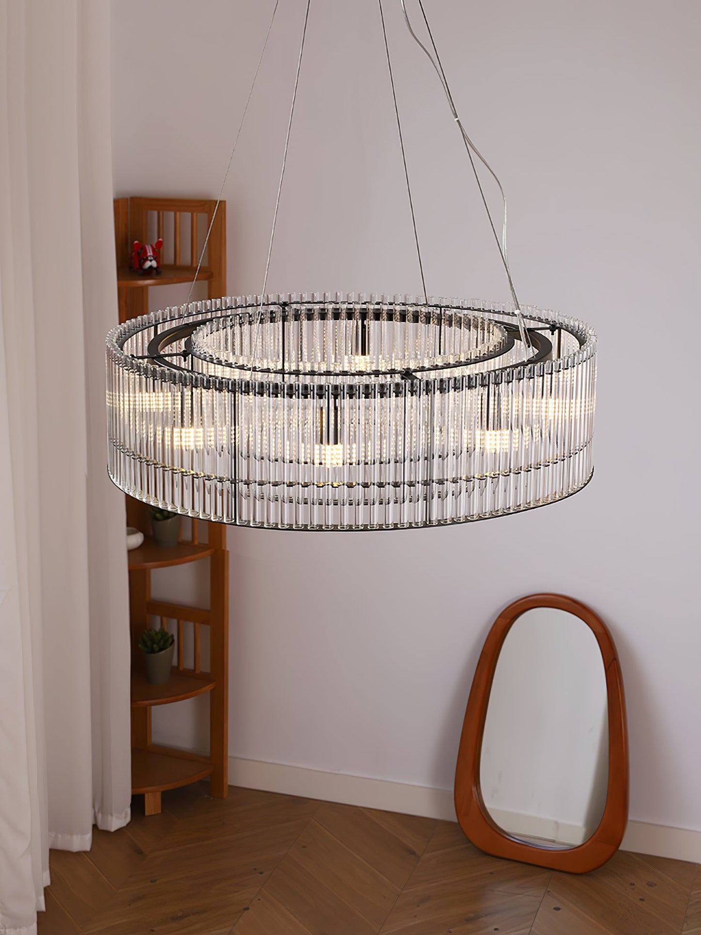 Glass Tube Ring Gasolier Chandelier