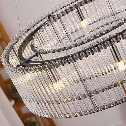 Glass Tube Ring Gasolier Chandelier