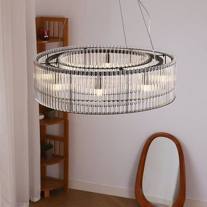 Glass Tube Ring Gasolier Chandelier