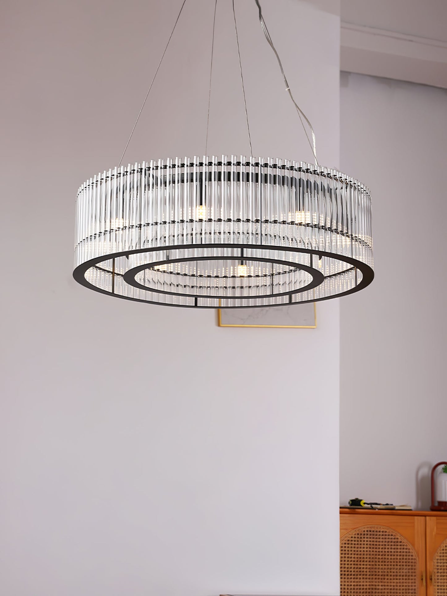 Glass Tube Ring Gasolier Chandelier