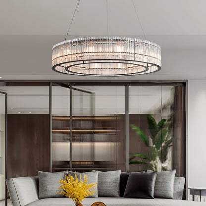 Glass Tube Ring Gasolier Chandelier