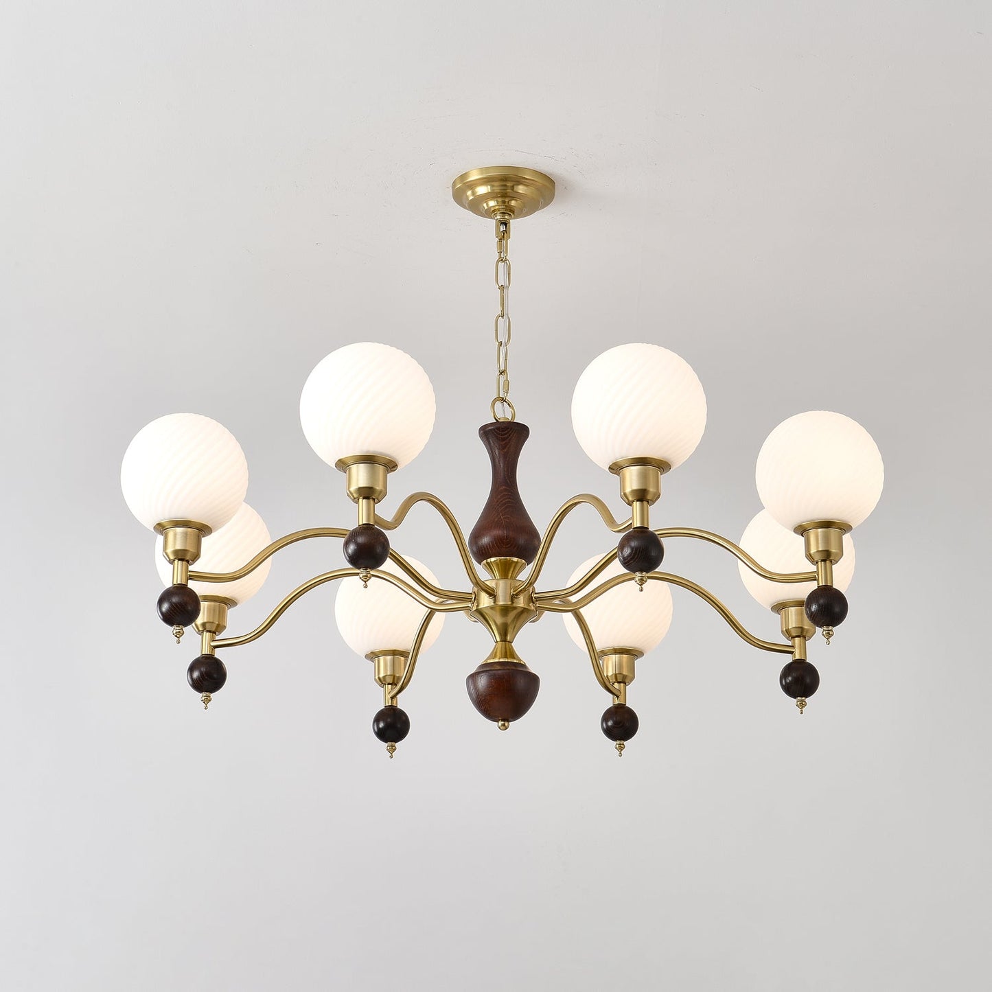 Globe Orb Wood Candelabrum Chandelier