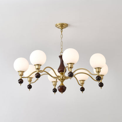 Globe Orb Wood Candelabrum Chandelier