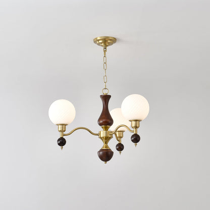 Globe Orb Wood Candelabrum Chandelier