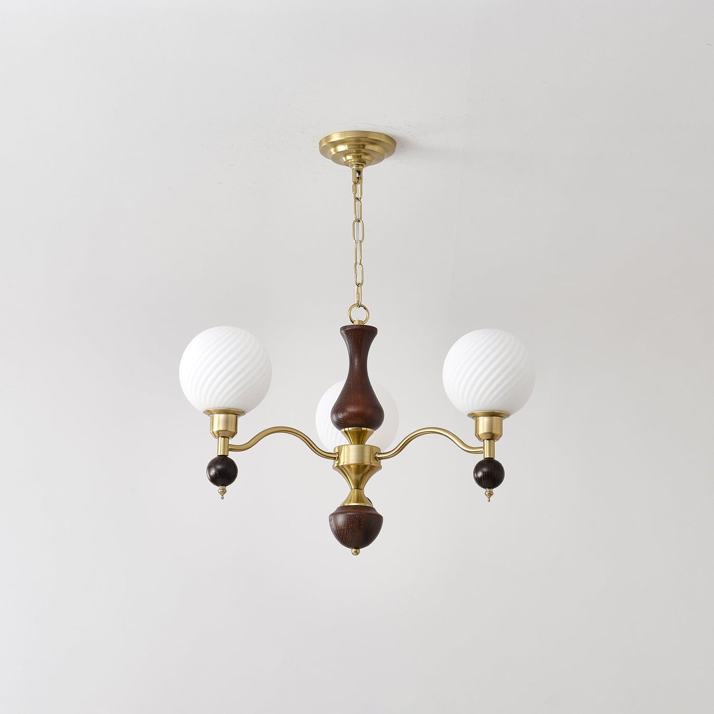 Globe Orb Wood Candelabrum Chandelier