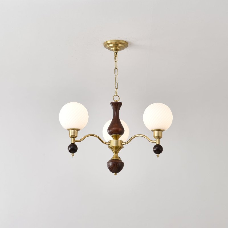 Globe Orb Wood Candelabrum Chandelier