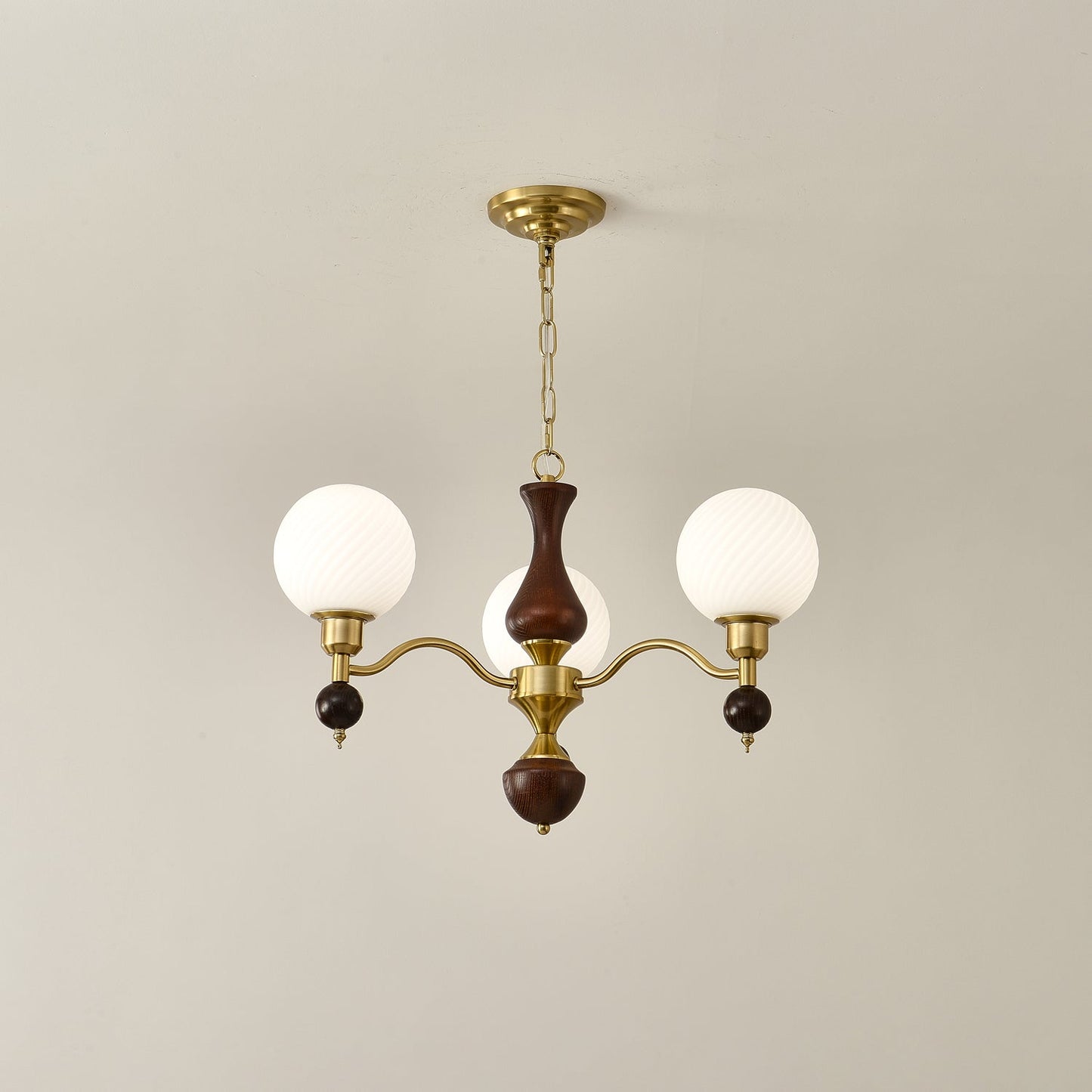 Globe Orb Wood Candelabrum Chandelier