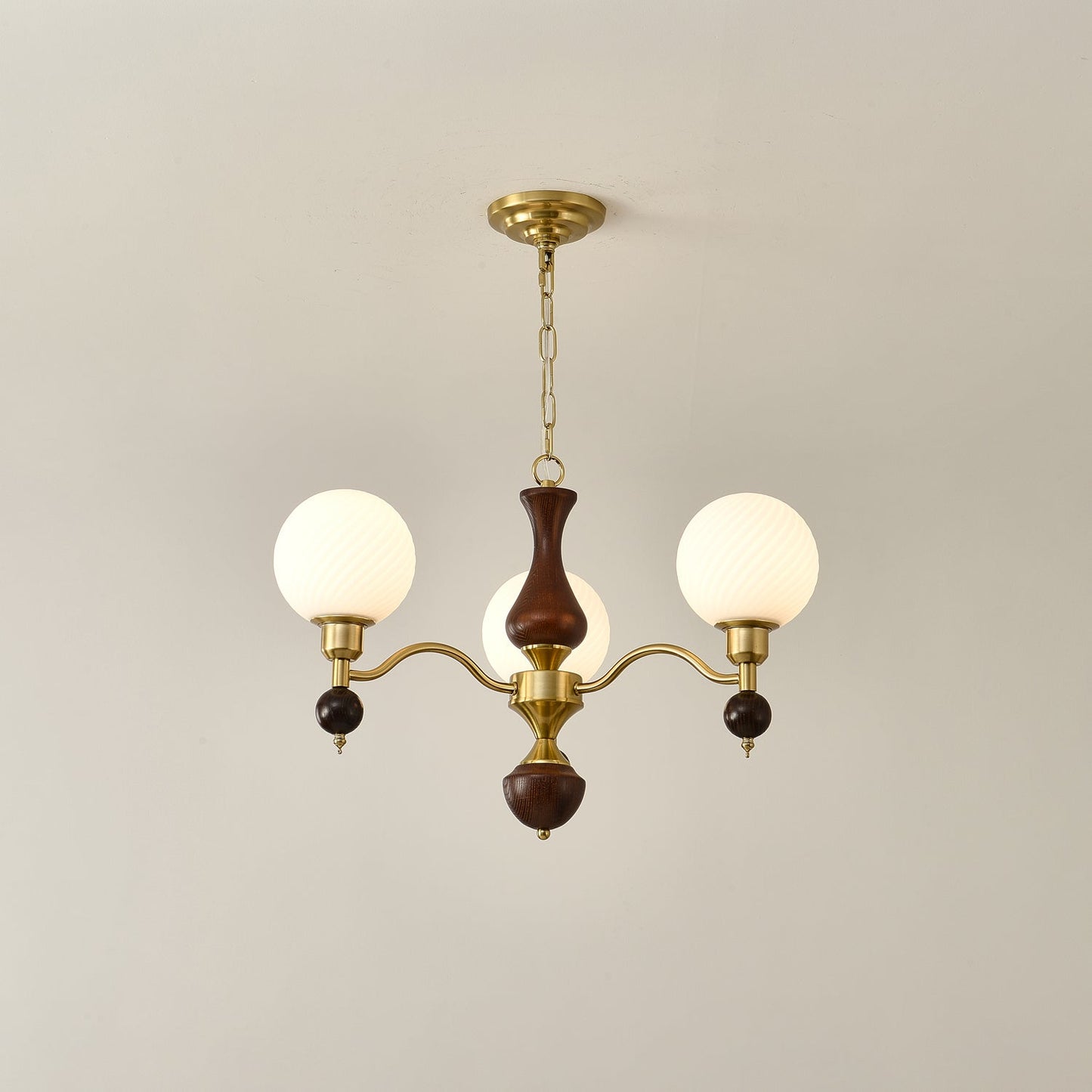 Globe Orb Wood Candelabrum Chandelier