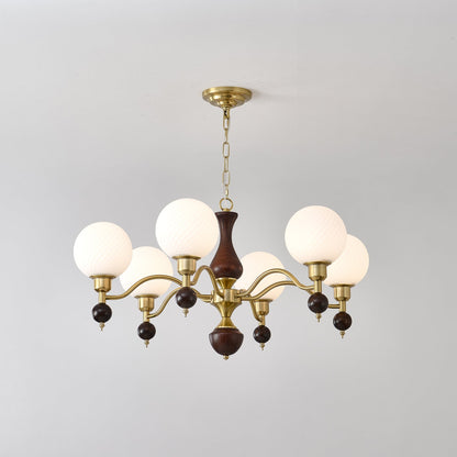 Globe Orb Wood Candelabrum Chandelier