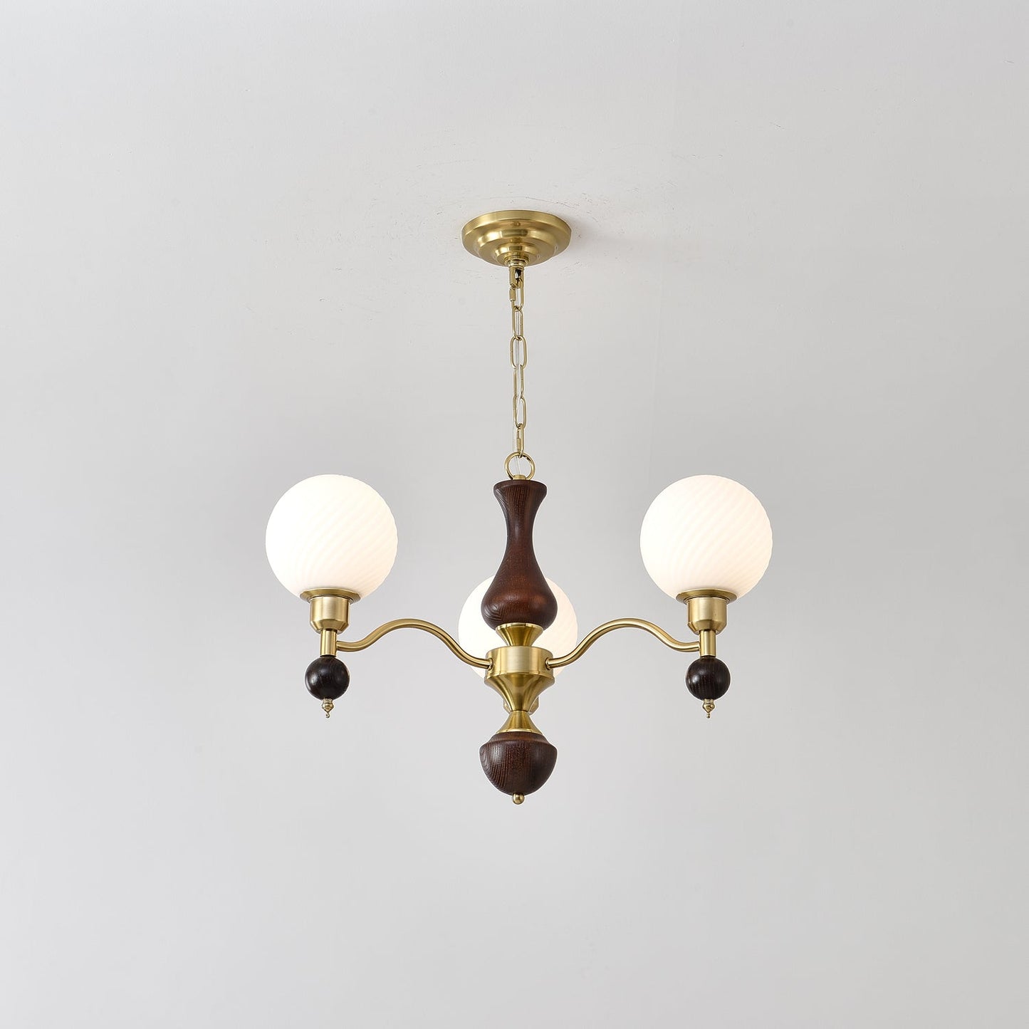 Globe Orb Wood Candelabrum Chandelier