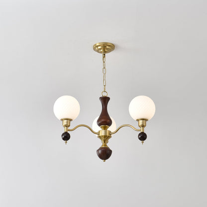 Globe Orb Wood Candelabrum Chandelier