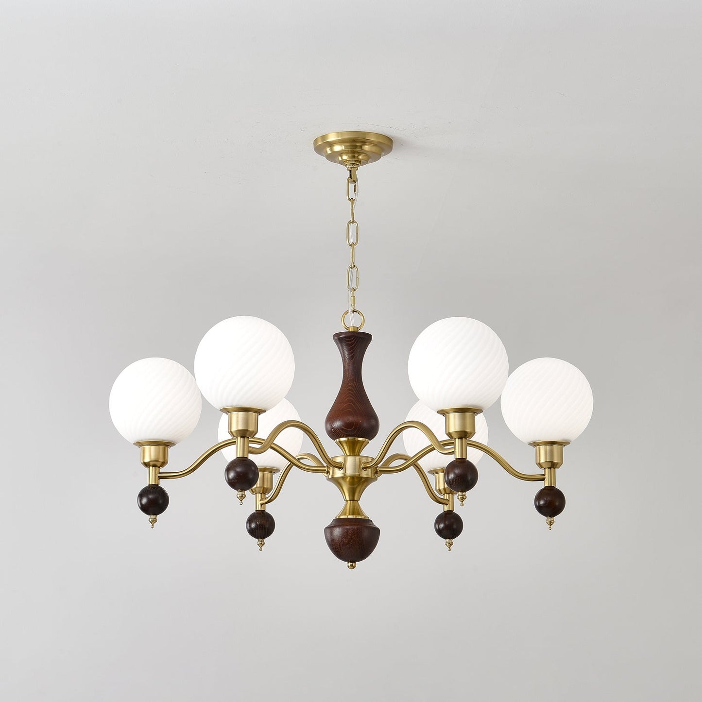 Globe Orb Wood Candelabrum Chandelier