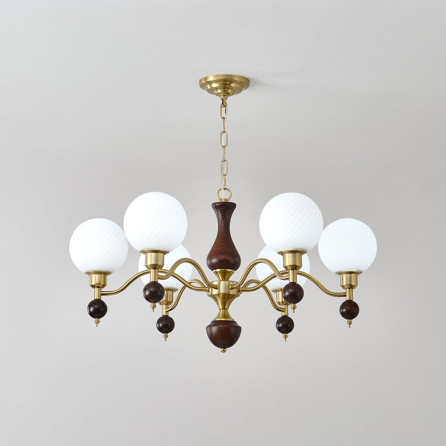 Globe Orb Wood Candelabrum Chandelier