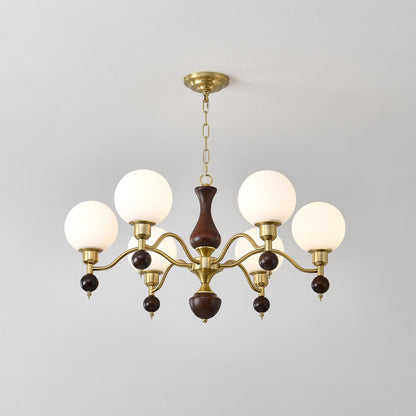 Globe Orb Wood Candelabrum Chandelier