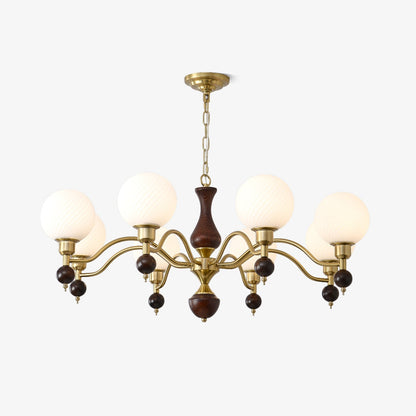 Globe Orb Wood Candelabrum Chandelier