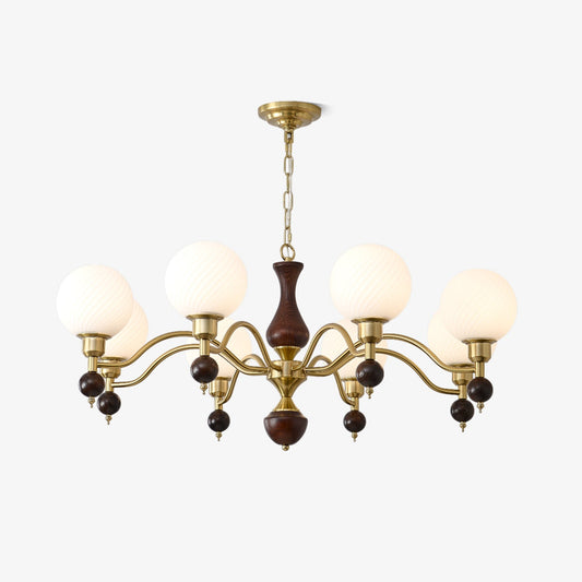 Globe Orb Wood Candelabrum Chandelier