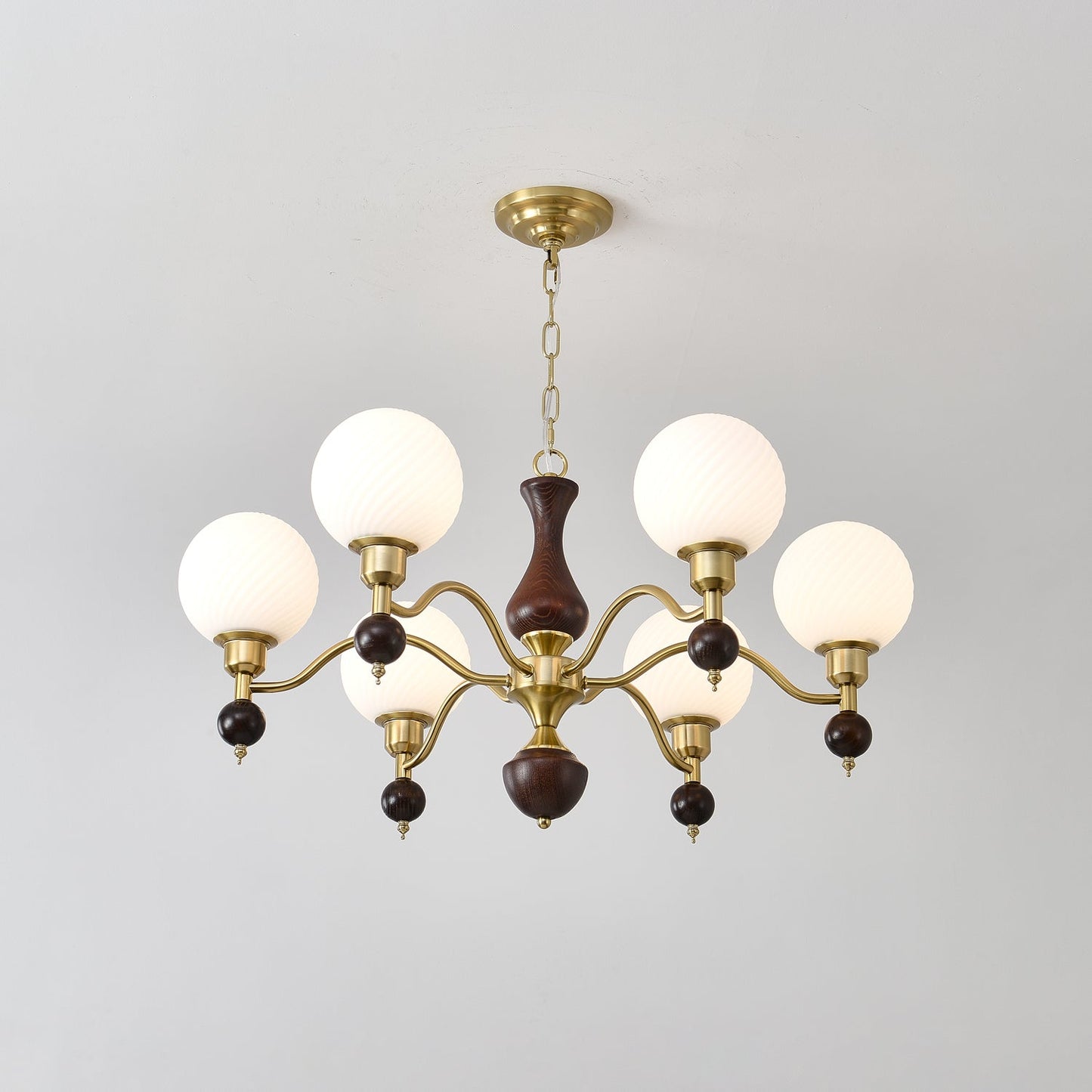 Globe Orb Wood Candelabrum Chandelier