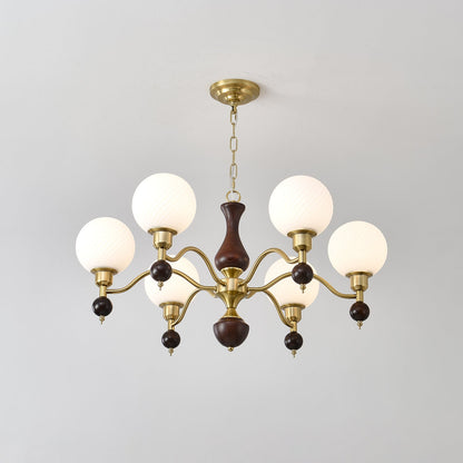 Globe Orb Wood Candelabrum Chandelier