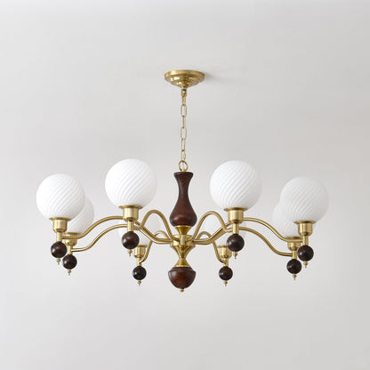 Globe Orb Wood Candelabrum Chandelier