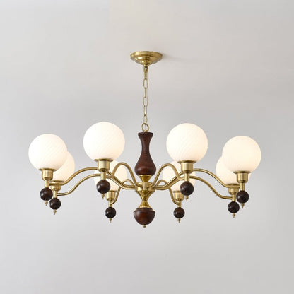 Globe Orb Wood Candelabrum Chandelier