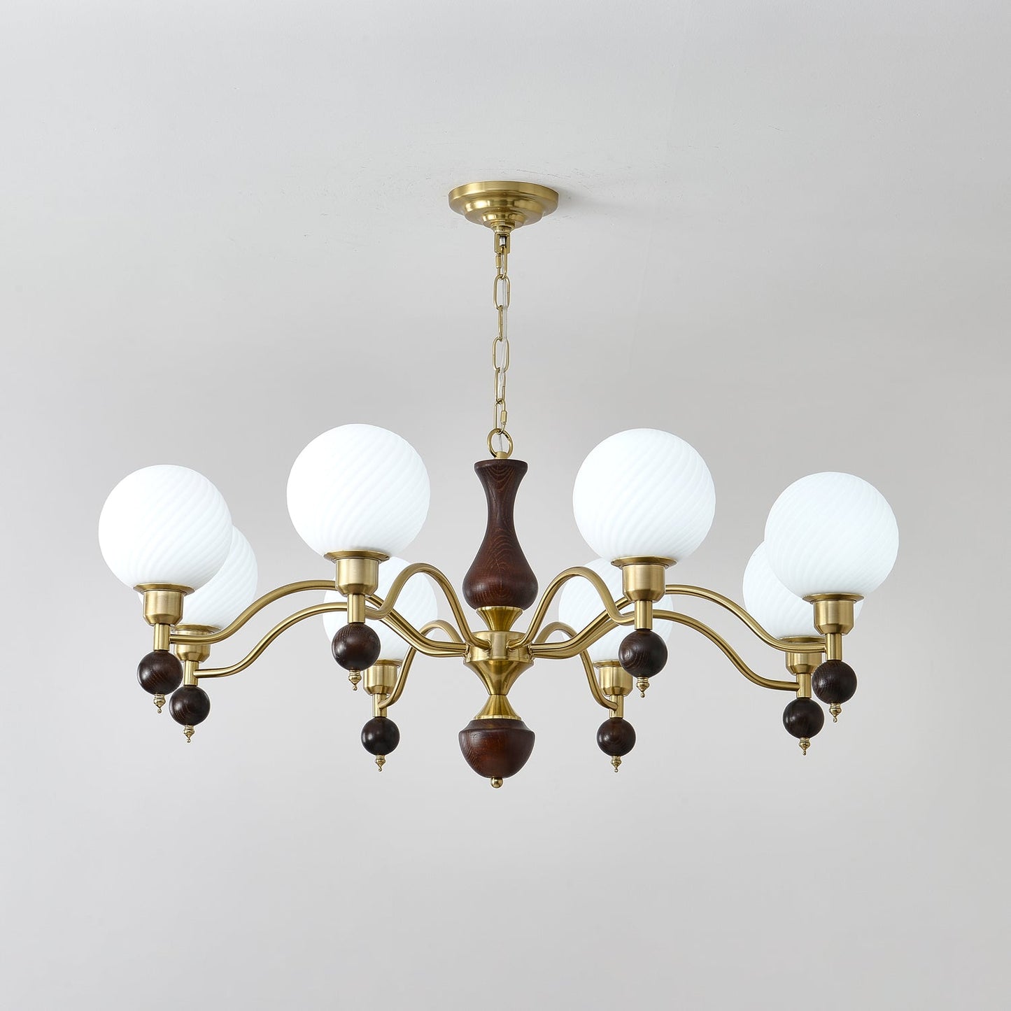 Globe Orb Wood Candelabrum Chandelier