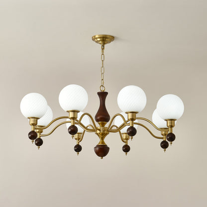 Globe Orb Wood Candelabrum Chandelier