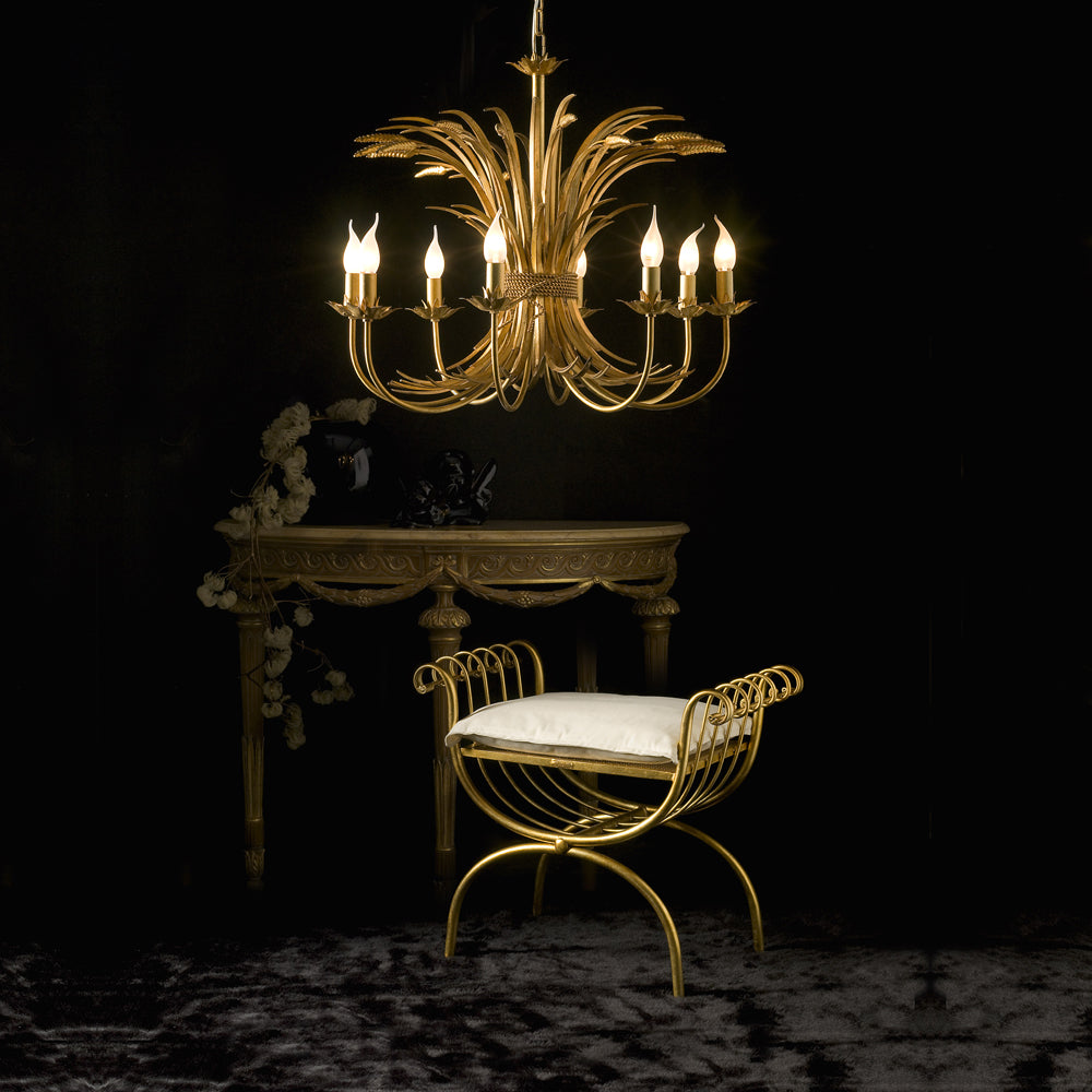 High-End Handmade Romanesque Gold Leaf Stool