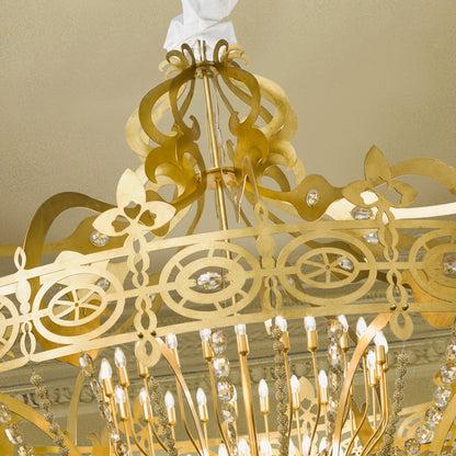 Magnificent Gold Leaf Crystal Chandelier