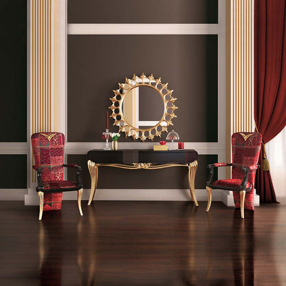 Modern Black Lacquered Gold Leaf Console Table