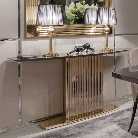 Gold Contemporary Italian Designer Marble Console