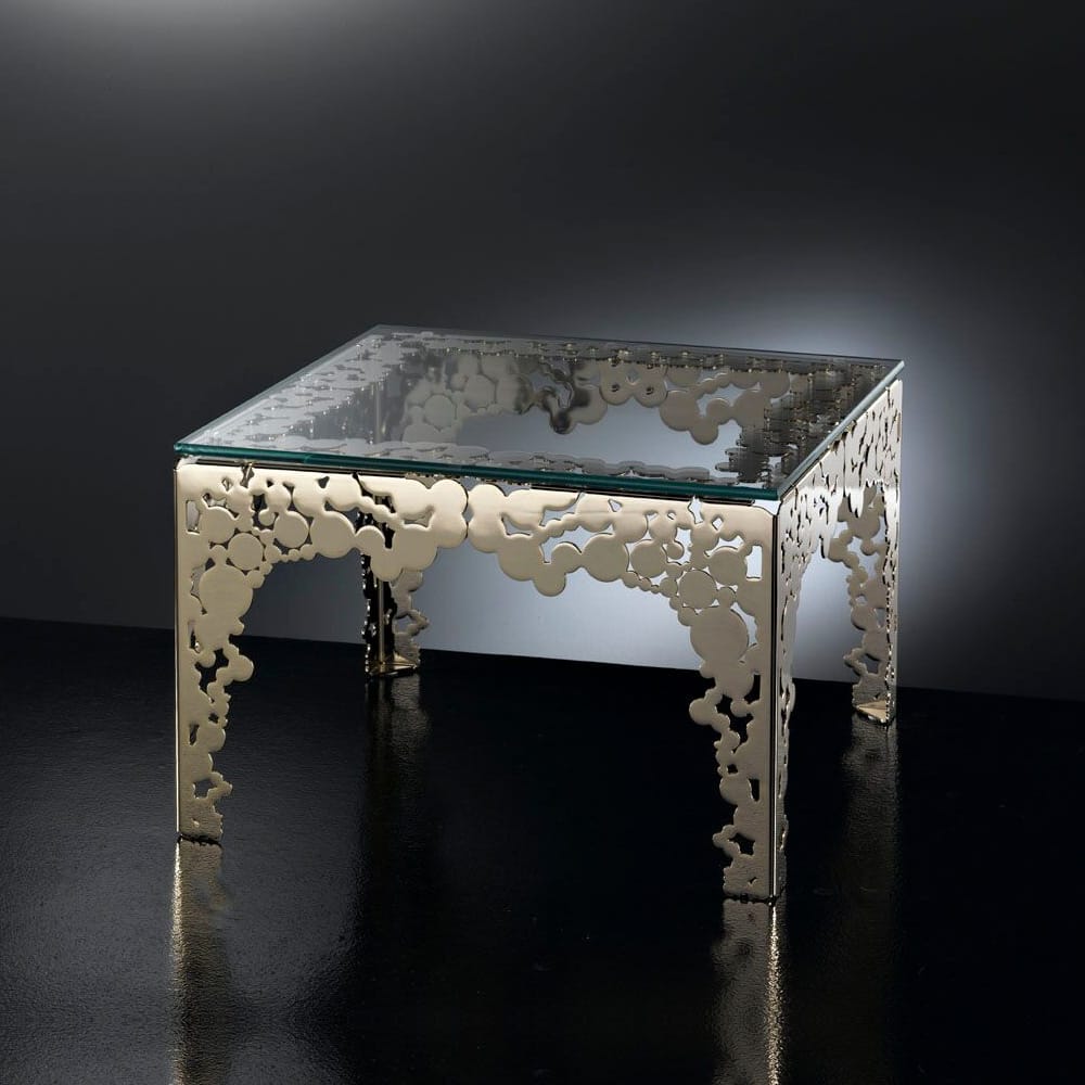 Silver Designer Rectangular Glass Coffee Table