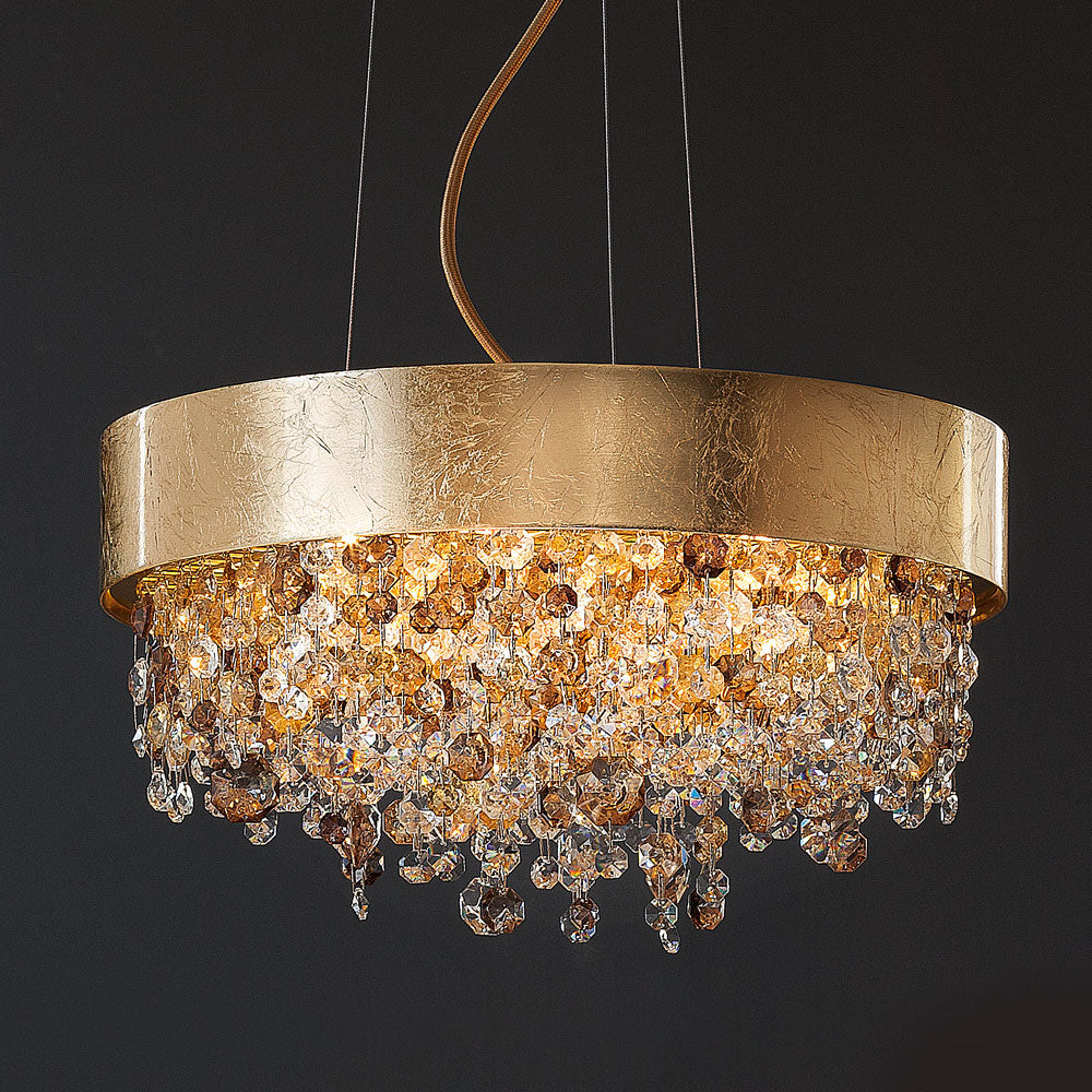 Round Gold Leaf Contemporary Chandelier