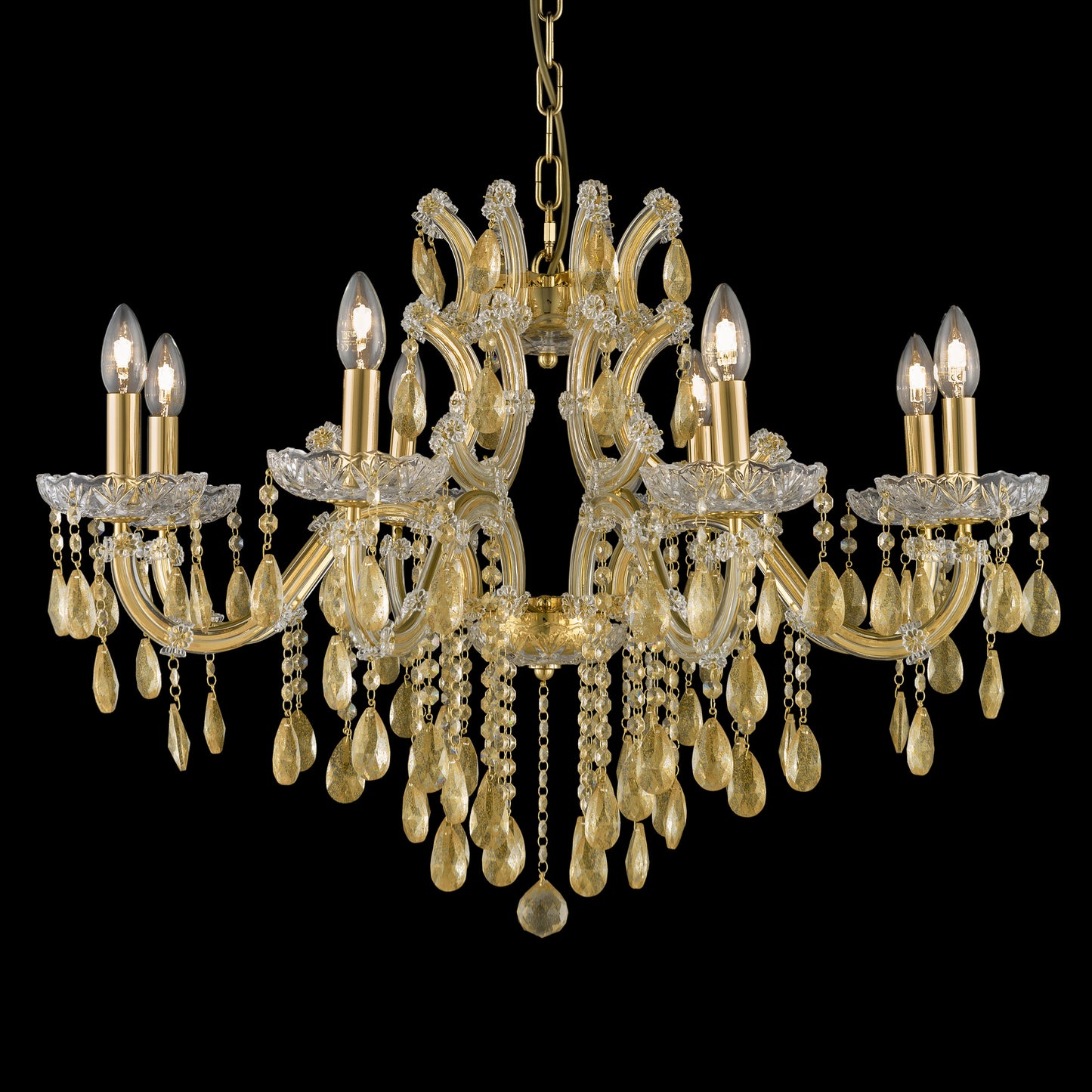 Gold Leaf Glass Chandelier