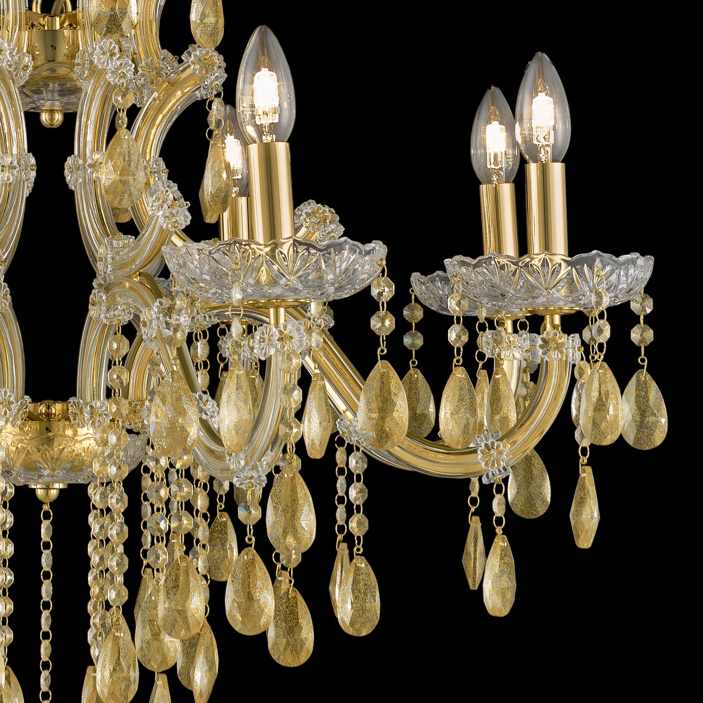 Gold Leaf Glass Chandelier