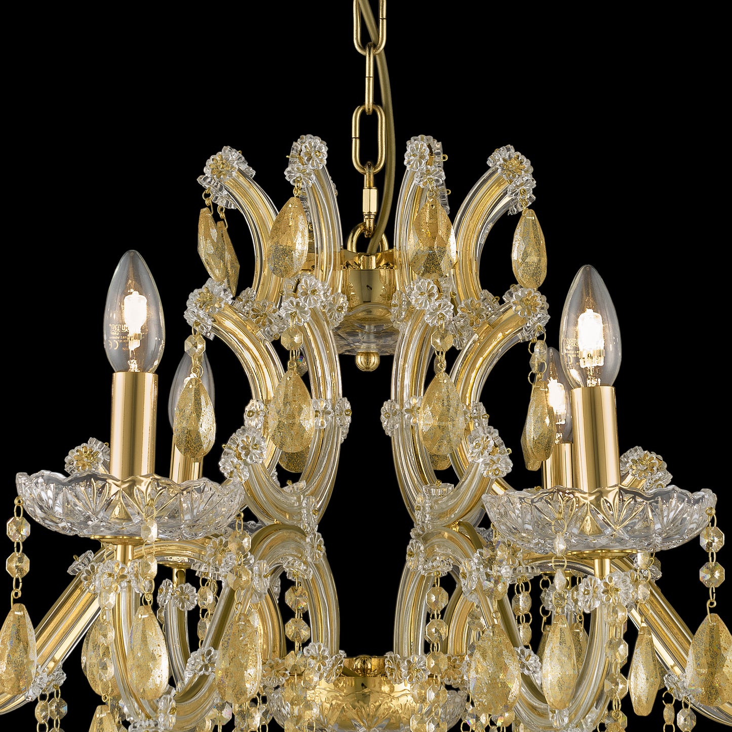 Gold Leaf Glass Chandelier