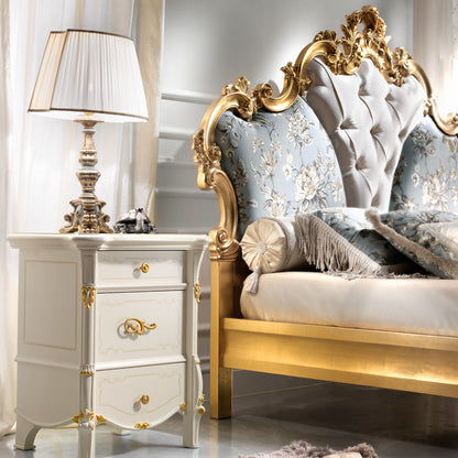 Gold Leaf Rococo Button Upholstered Bed