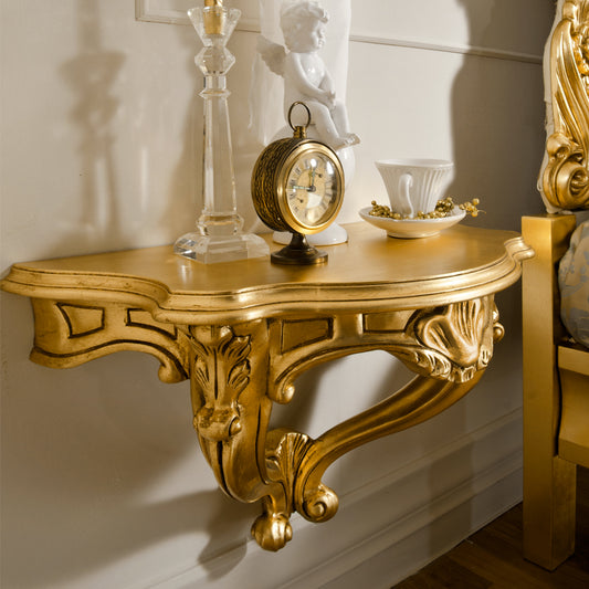 Gold Leaf Rococo Wall Fixing Bedside Table