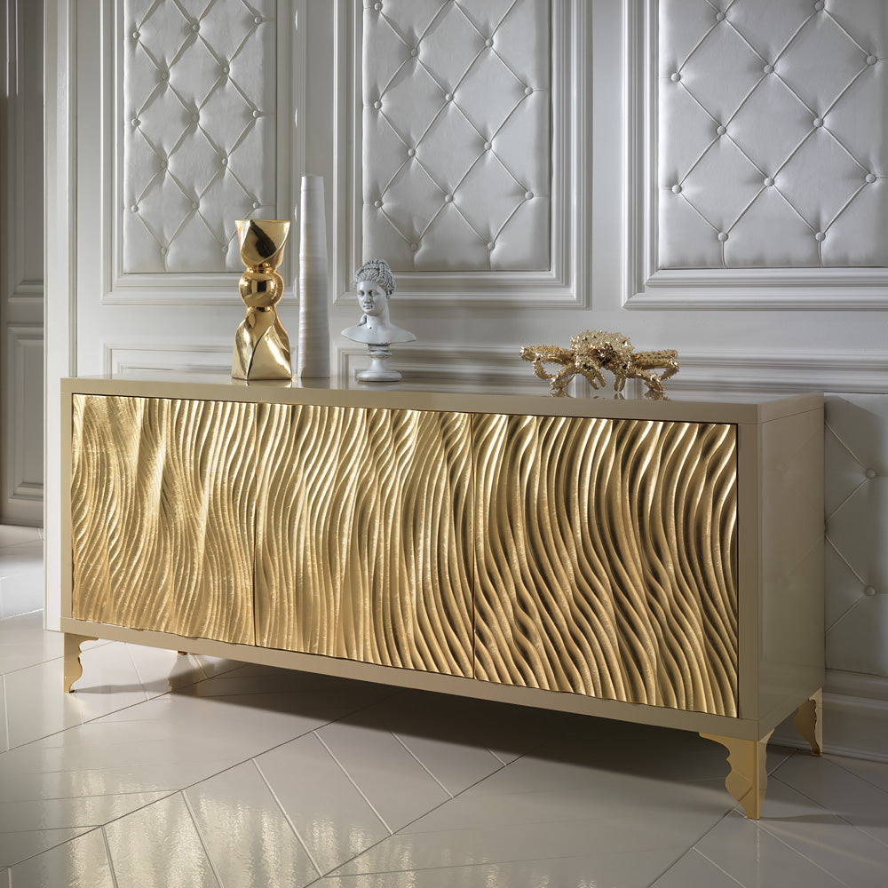 Gold Leaf Wave Fronted Buffet Sideboard