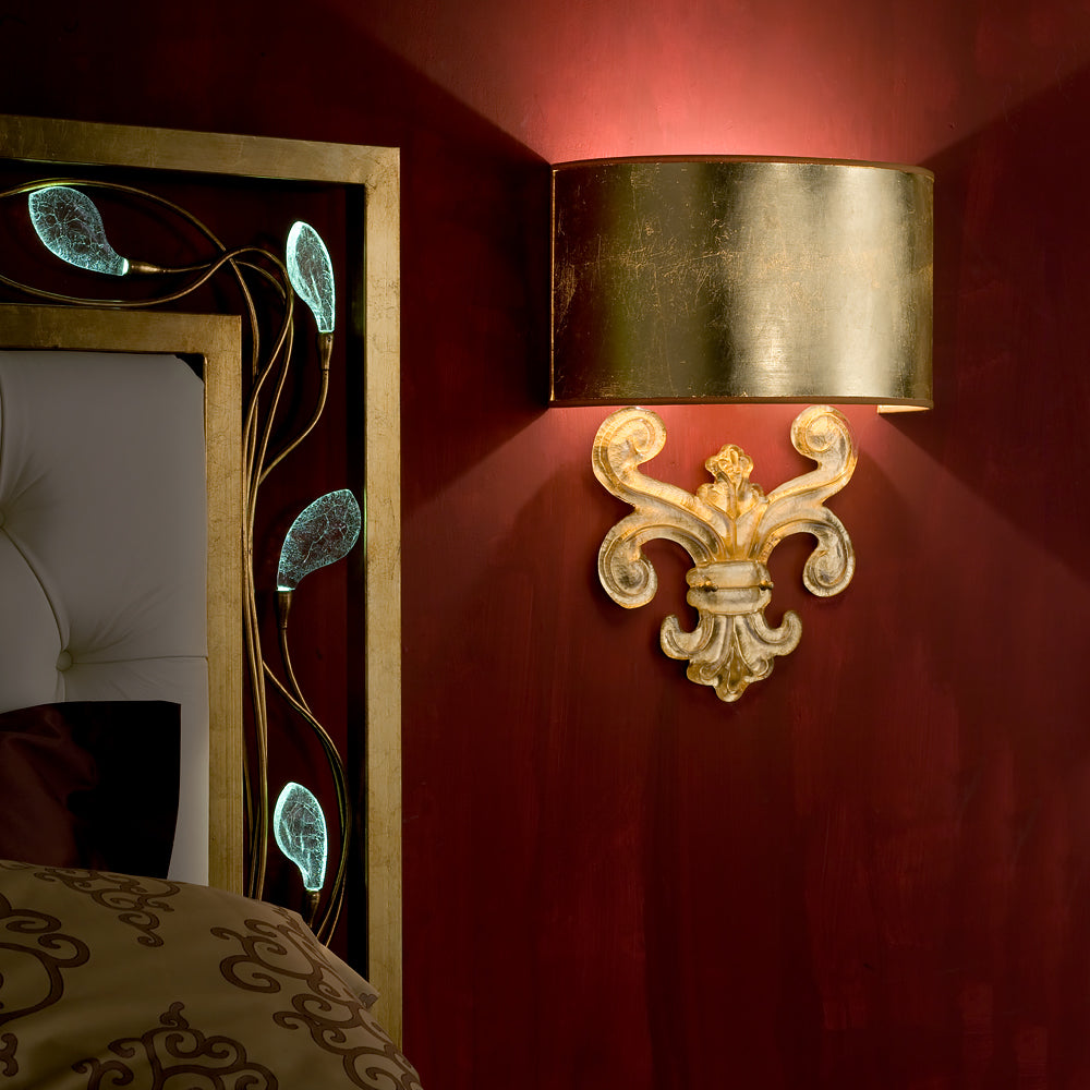 Gold Murano Glass Fleur De Lis Wall Light