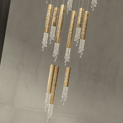 Gold Plated Contemporary Crystal Pendant Chandelier